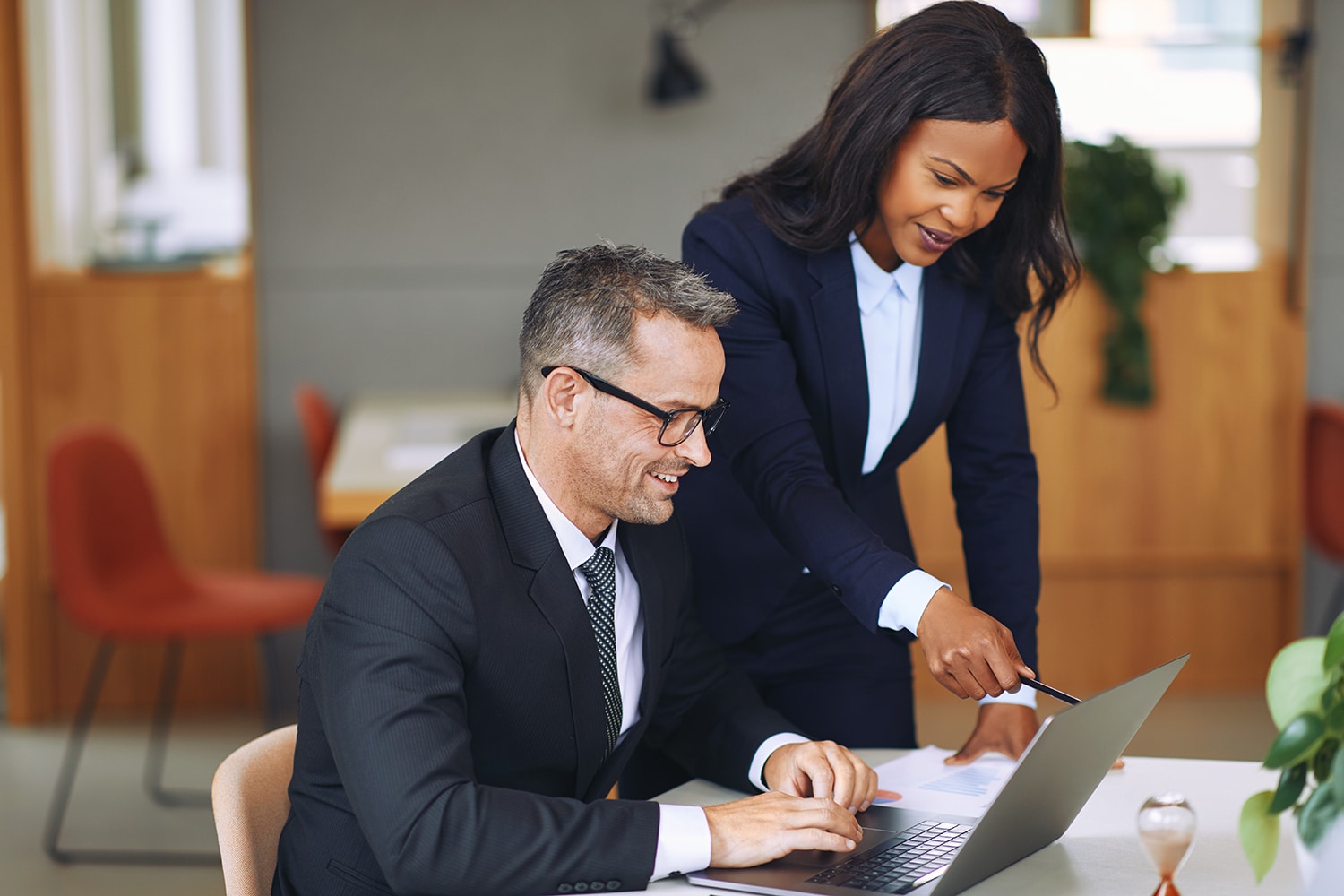 Two smiling businesspeople talking together and working with a l
adults, african, african american, black, business, business man, business people, business woman, businessman, businesspeople, businesswoman, career, caucasian, colleague, copy space, corporate, coworker, diverse, diversity, employee, entrepreneur, entrepreneurship, executive, finance, girl, invest, laptop, lawyer, legal, man, multiethnic, office, office worker, people, planning, smiling, staff, startup, success, table, talking, team, teamwork, together, two, white, woman, worker, working, workplace
Two diverse businesspeople smiling and talking together while working on a laptop at a table in an office