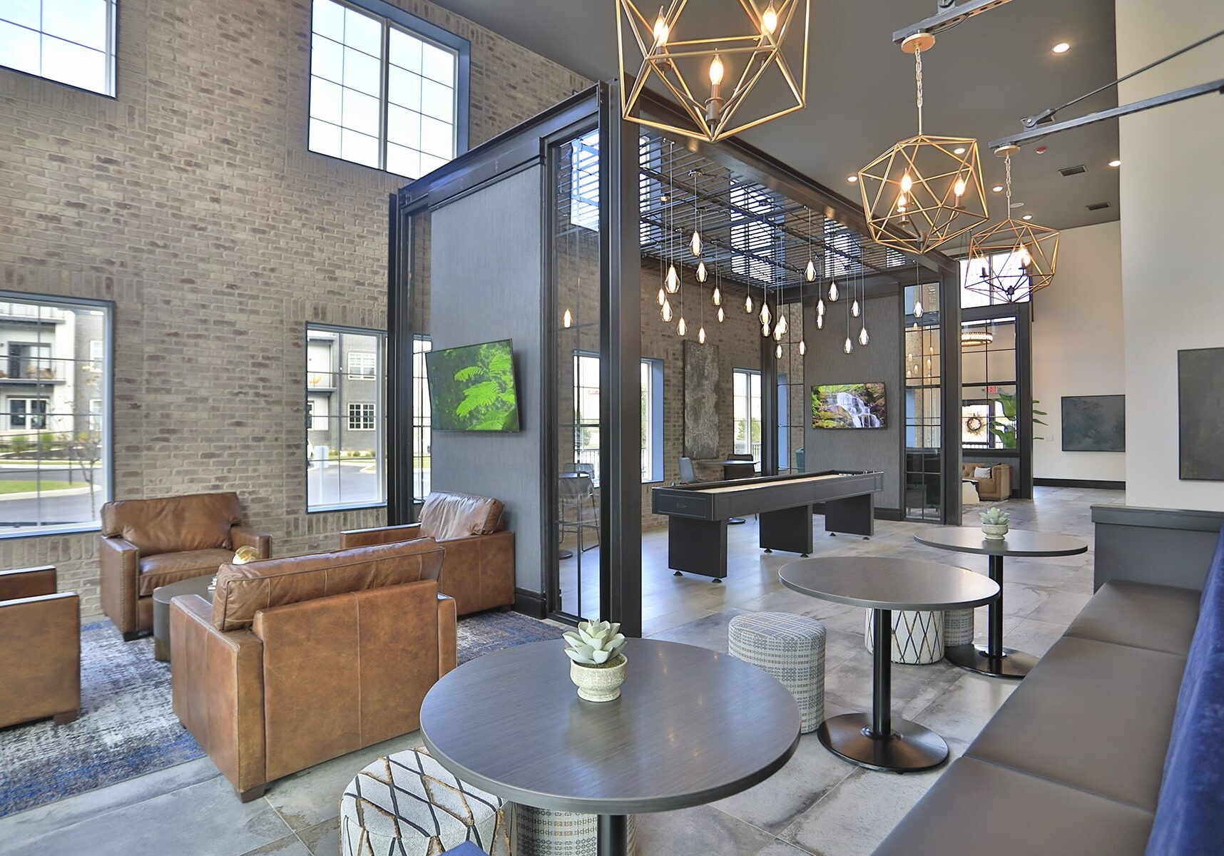 inside common area space at GOAK clubhouse, owned by hills properties