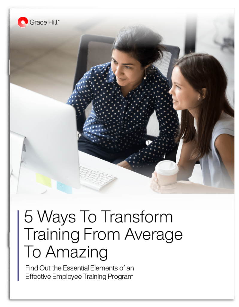 Grace Hill's ebook cover on 5 ways to transform training from average to amazing.