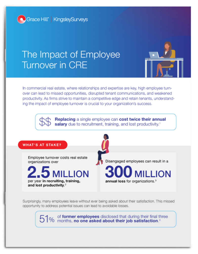 Grace Hill's infographic showing the importance of employee turnover in CRE.