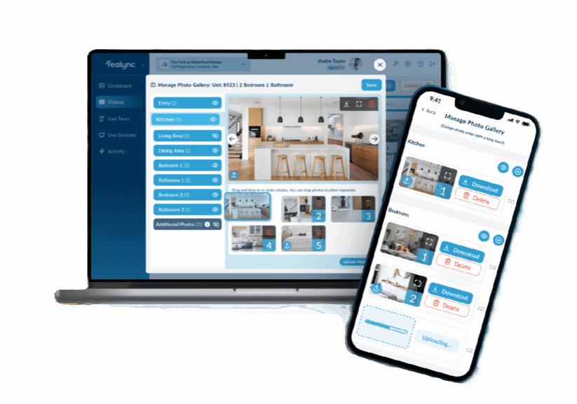 realync multifamily photo extraction tool mockups on desktop and iphone