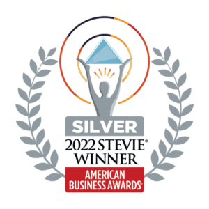 2022 silver stevie award winner logo, grace hill technology.