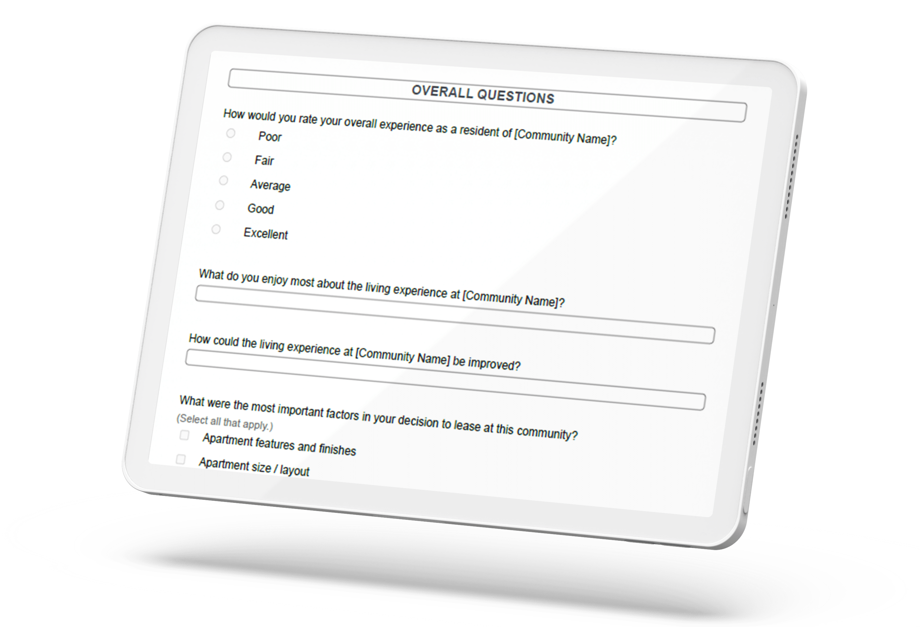 kingsleysurvey resident satisfaction survey mockup on tablet